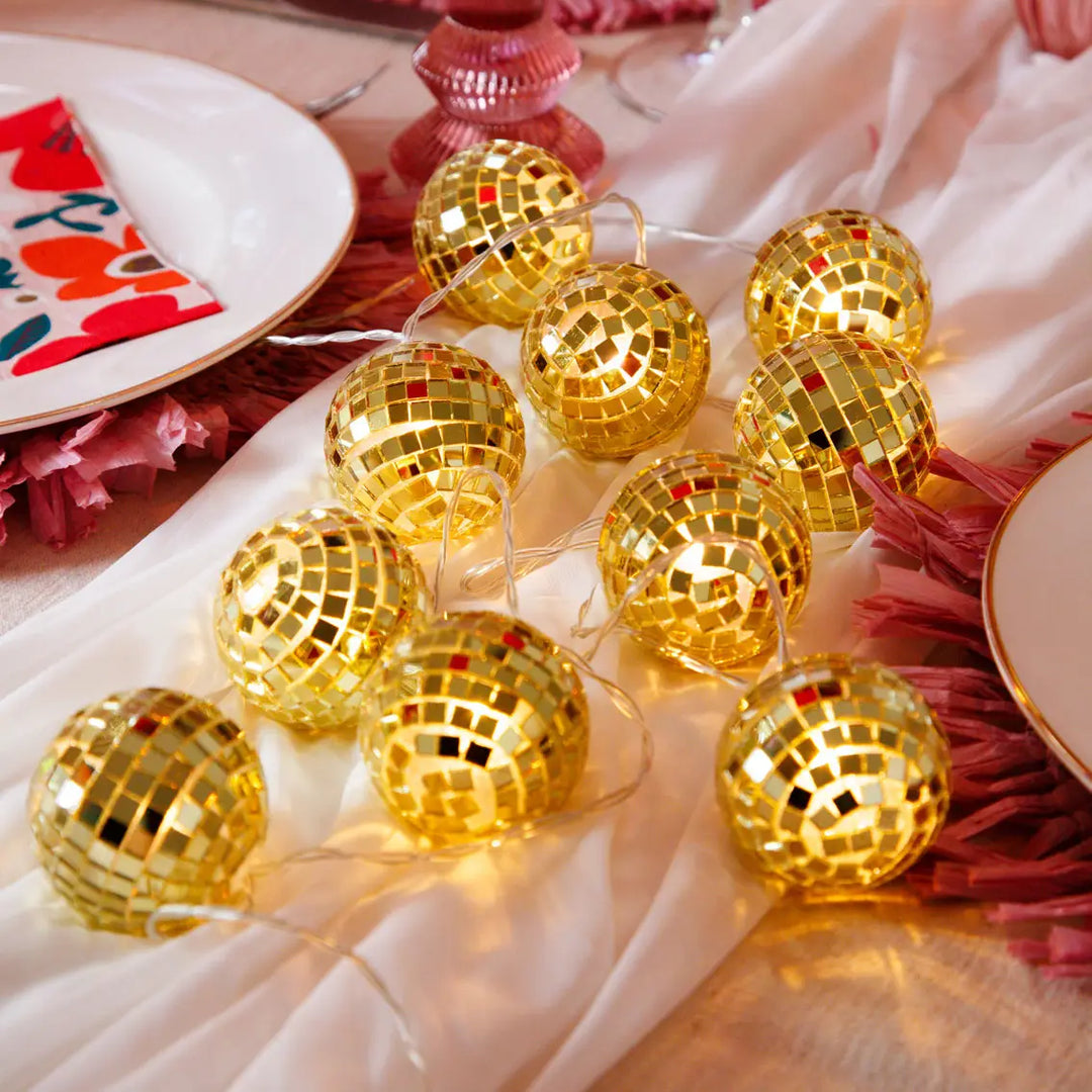 Gold Disco Ball String Lights, Christmas Party or Nye - 5ft