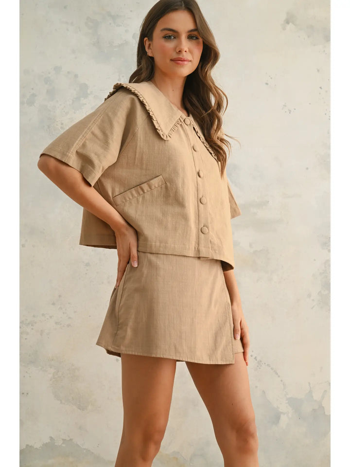Linen Collared Top