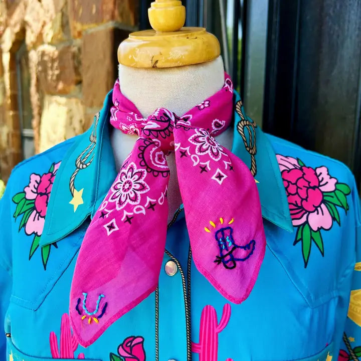 Giddy Up Embroidered Bandana