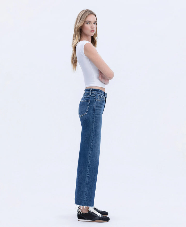 High Rise Trouser Press Wide Leg Jeans