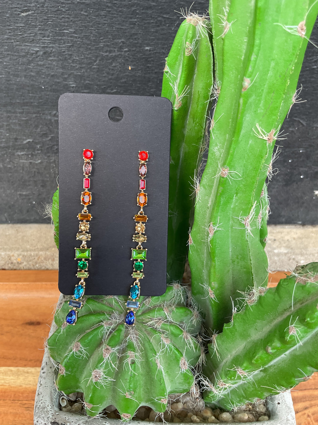 Rainbow Rhinestone Dangle Earrings