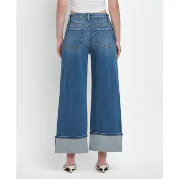 Super High Rise Cuffed Baggy Wide Jeans