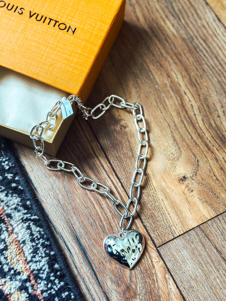 Hammered Heart Pendant Necklace