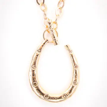34" Gold Chain Necklace w/ Large Horseshoe Pendant