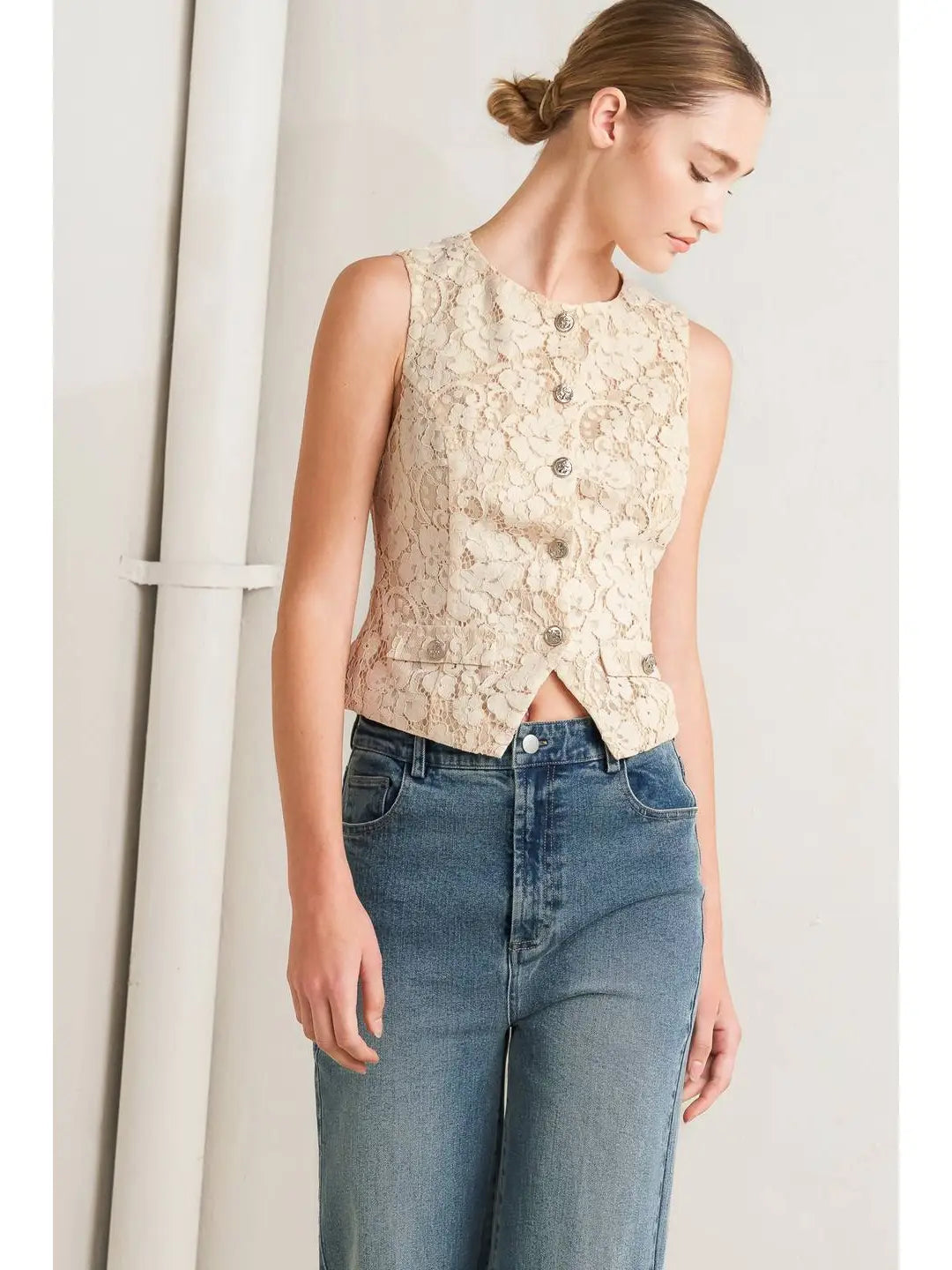 Beige Lace Vest