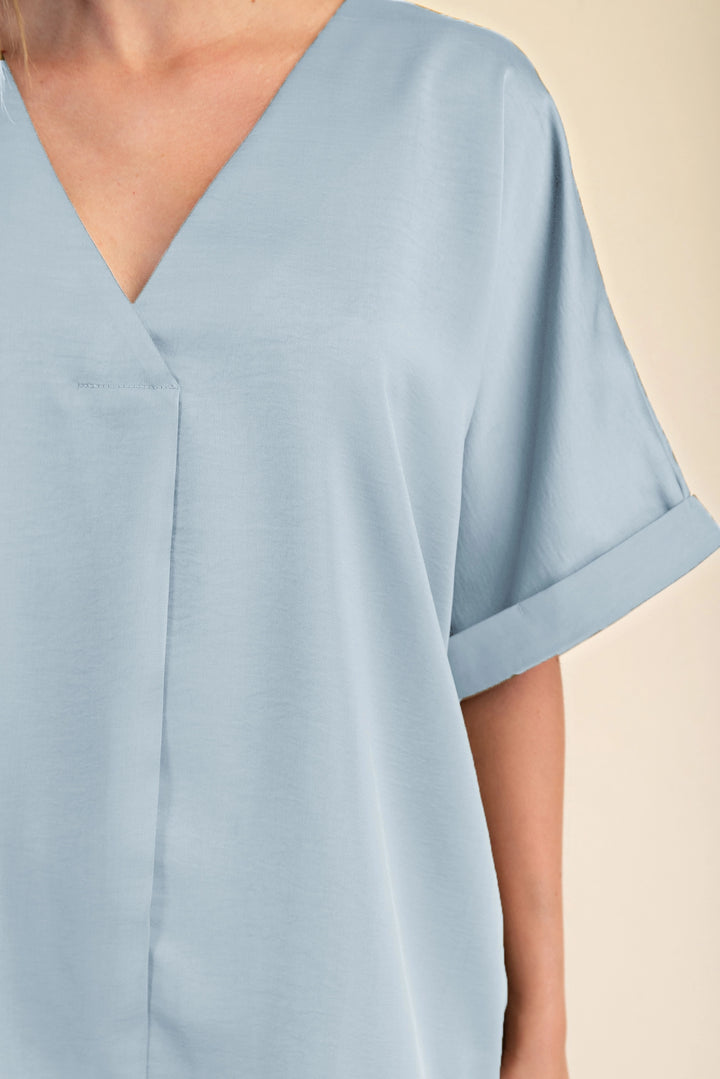 Dusty Blue V-Neck Top