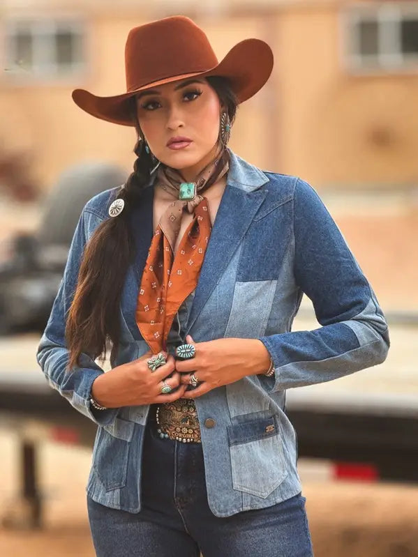 Mulit Denim Patchwork Blazer