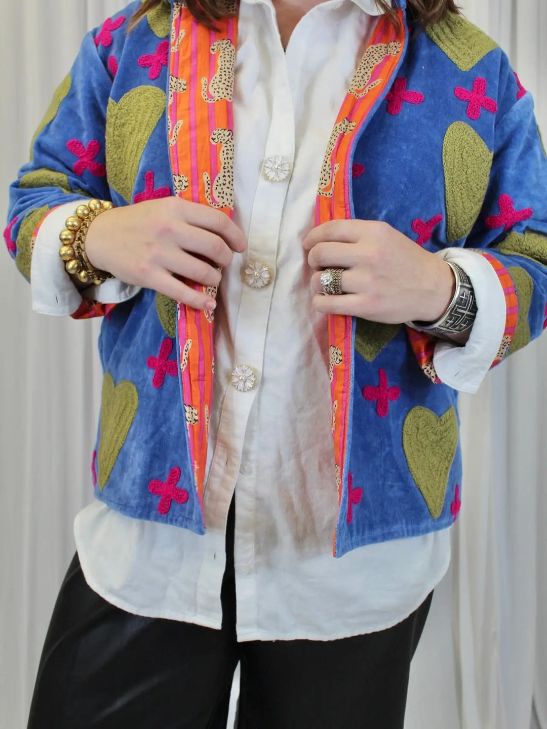 Blue Heart and Cross Cotton Jacket