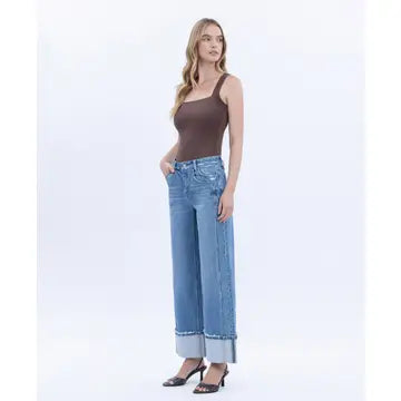 Gigi Wide Leg Cuff Jeans