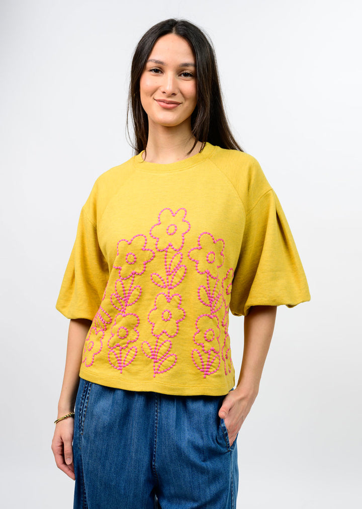 French Terry Embroidered Crewneck by Ivy Jane