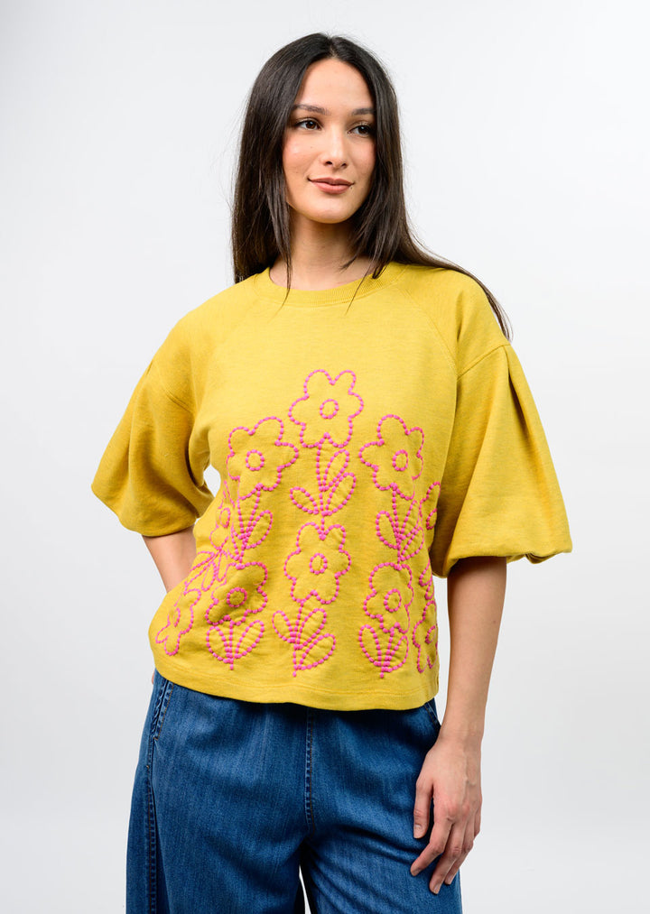 French Terry Embroidered Crewneck by Ivy Jane