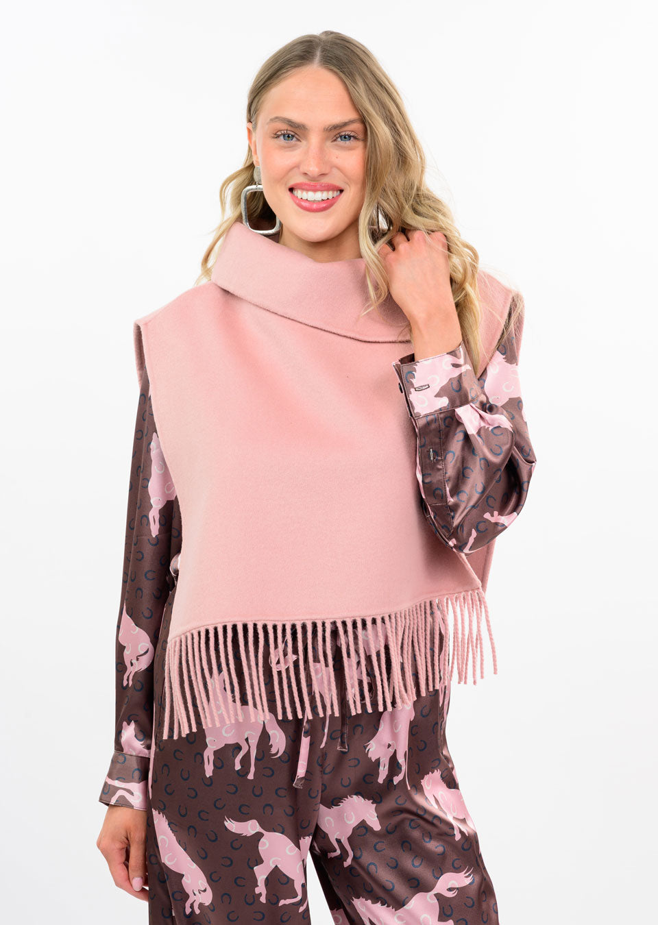 Fringe Poncho w/Collar by Ivy Jane