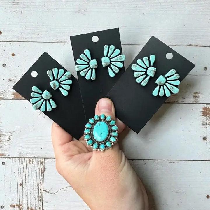 Turquoise Clay Western Earrings