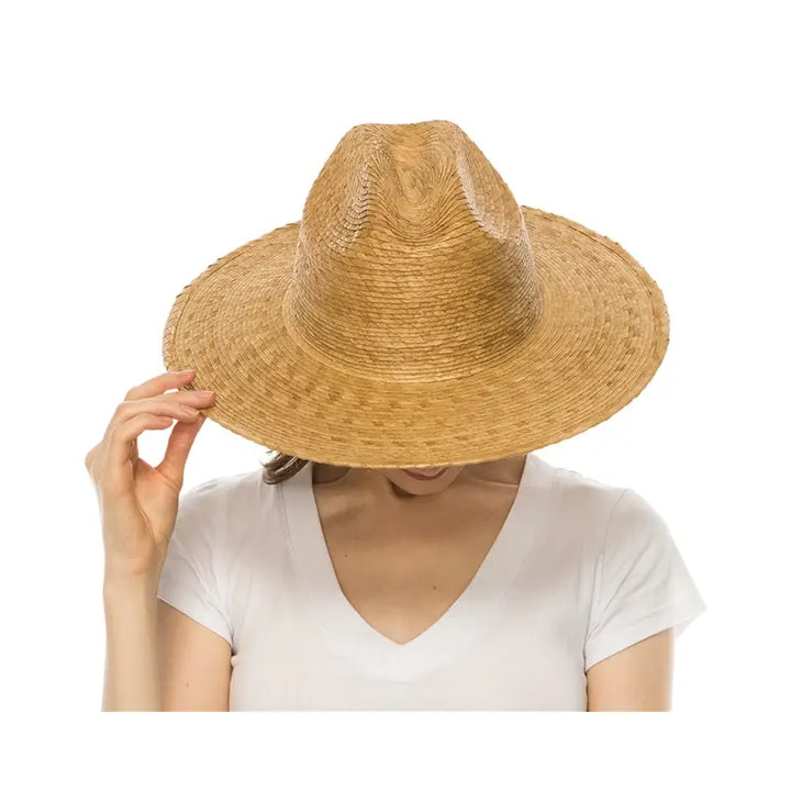 Palm Leaf Straw Western Hat - Handmade Flat Brim Summer Hat