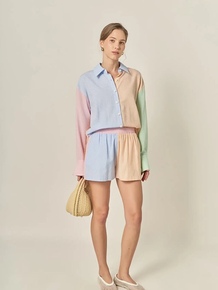 Color Block Stripe Shirt
