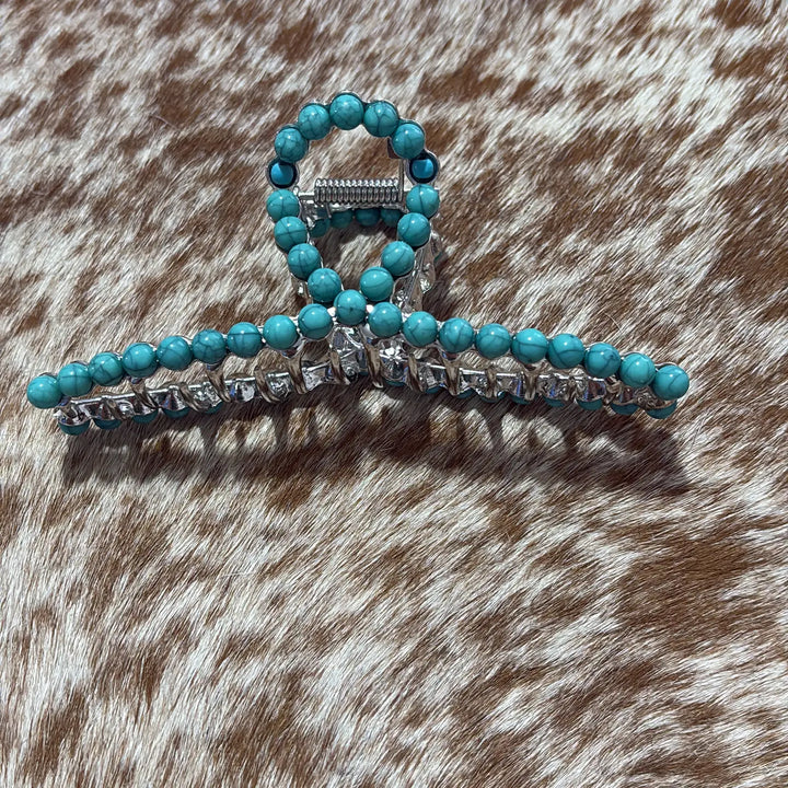 New Turquoise Metal Claw Clip