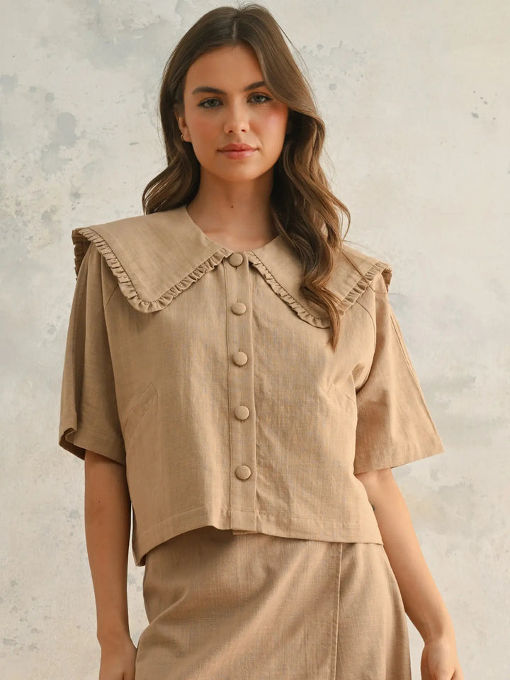 Linen Collared Top