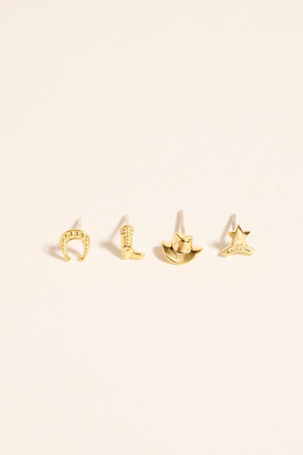 18k Gold Dipped Western Icons 2 Pair Earring Set