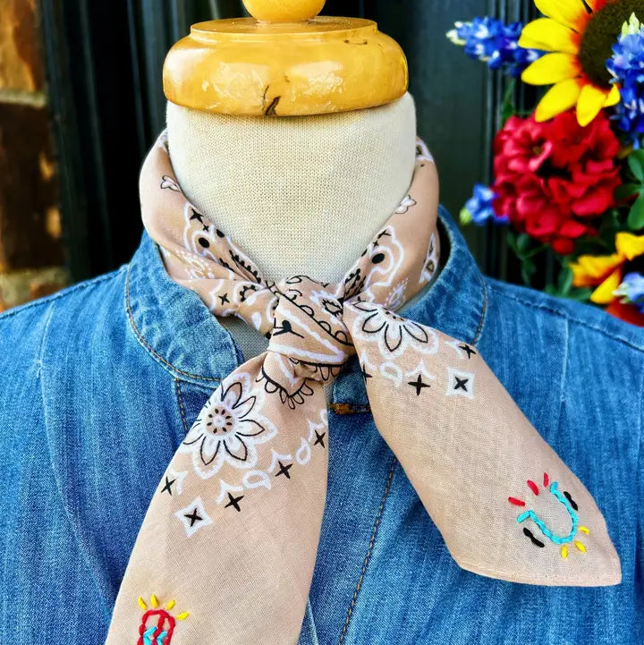Lucky Boots Embroidered Bandana