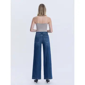 Super High Rise Crease Line Detail Wide Jeans