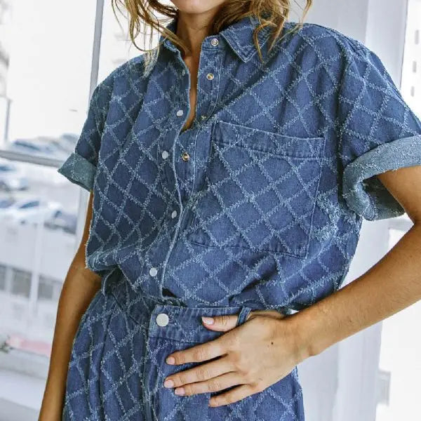 Textured Denim Top