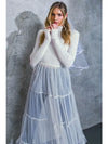 Ribbed Sweater with Tulle Skirt