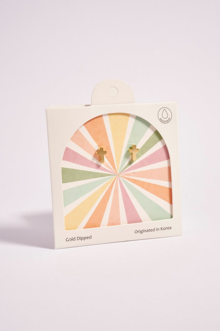 18k Gold Dipped Cross Earrings