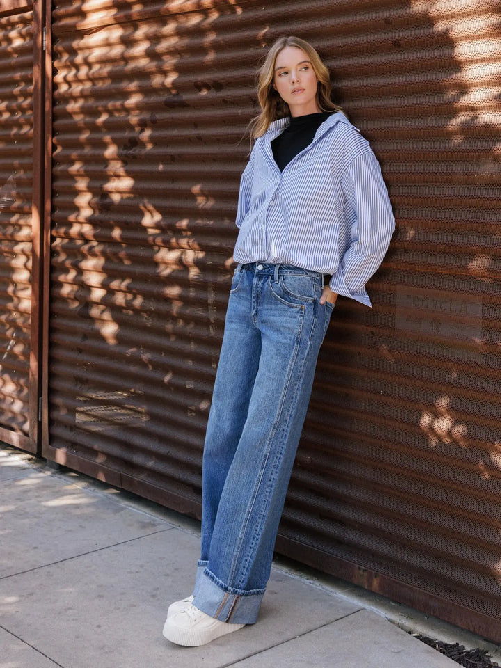 Cuffed Panel Jeans