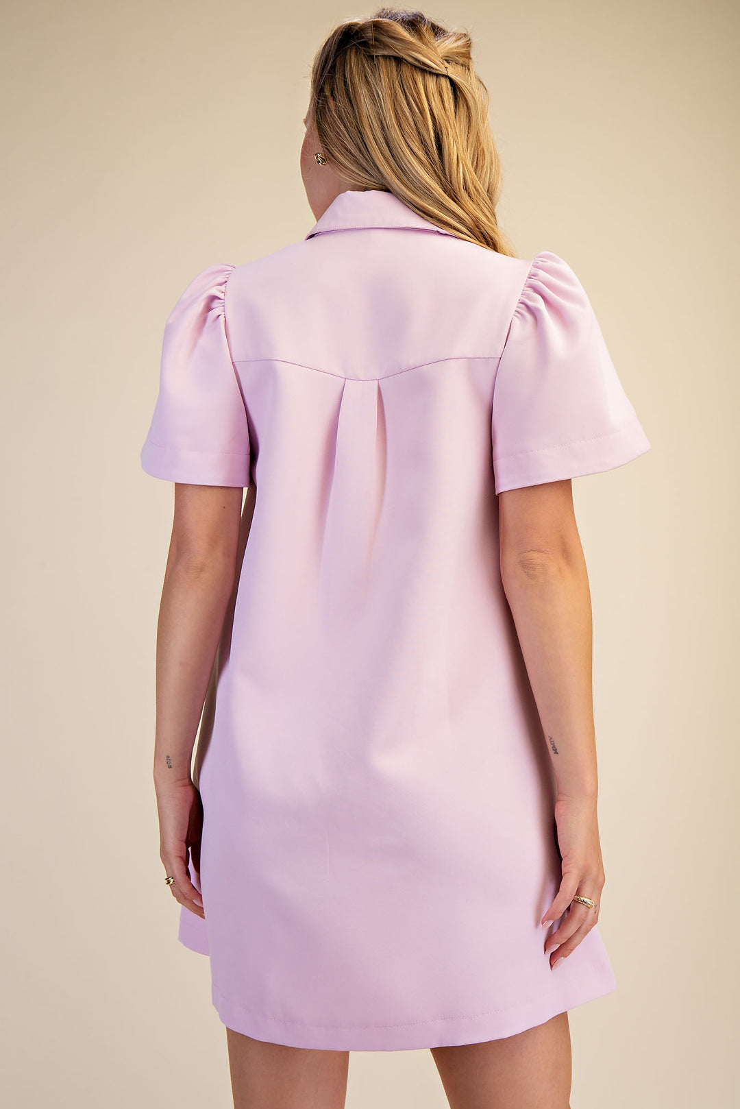 Collar Neck Button Down Mini Dress