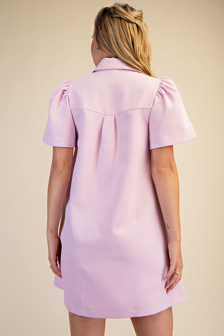 Collar Neck Button Down Mini Dress