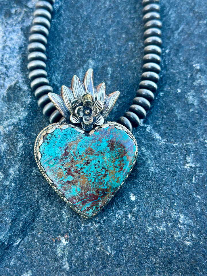 Flaming Heart Turquoise Pendant