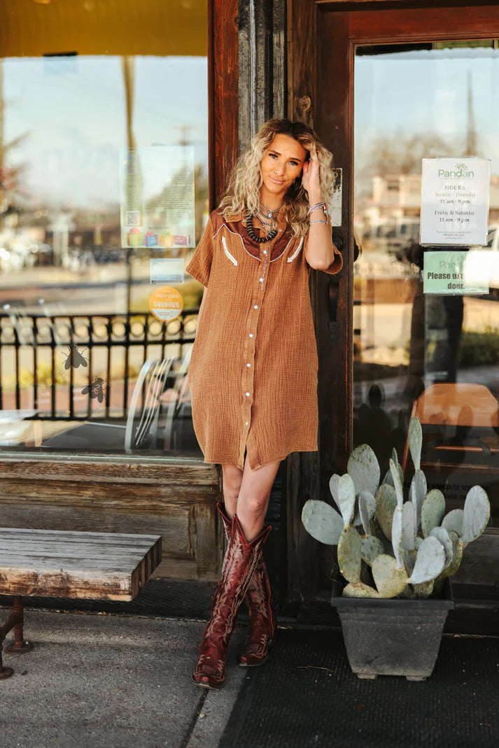 The Retro Pearl Snap Dress