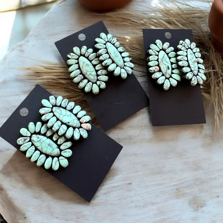 Mint Concho Large Stud Earrings