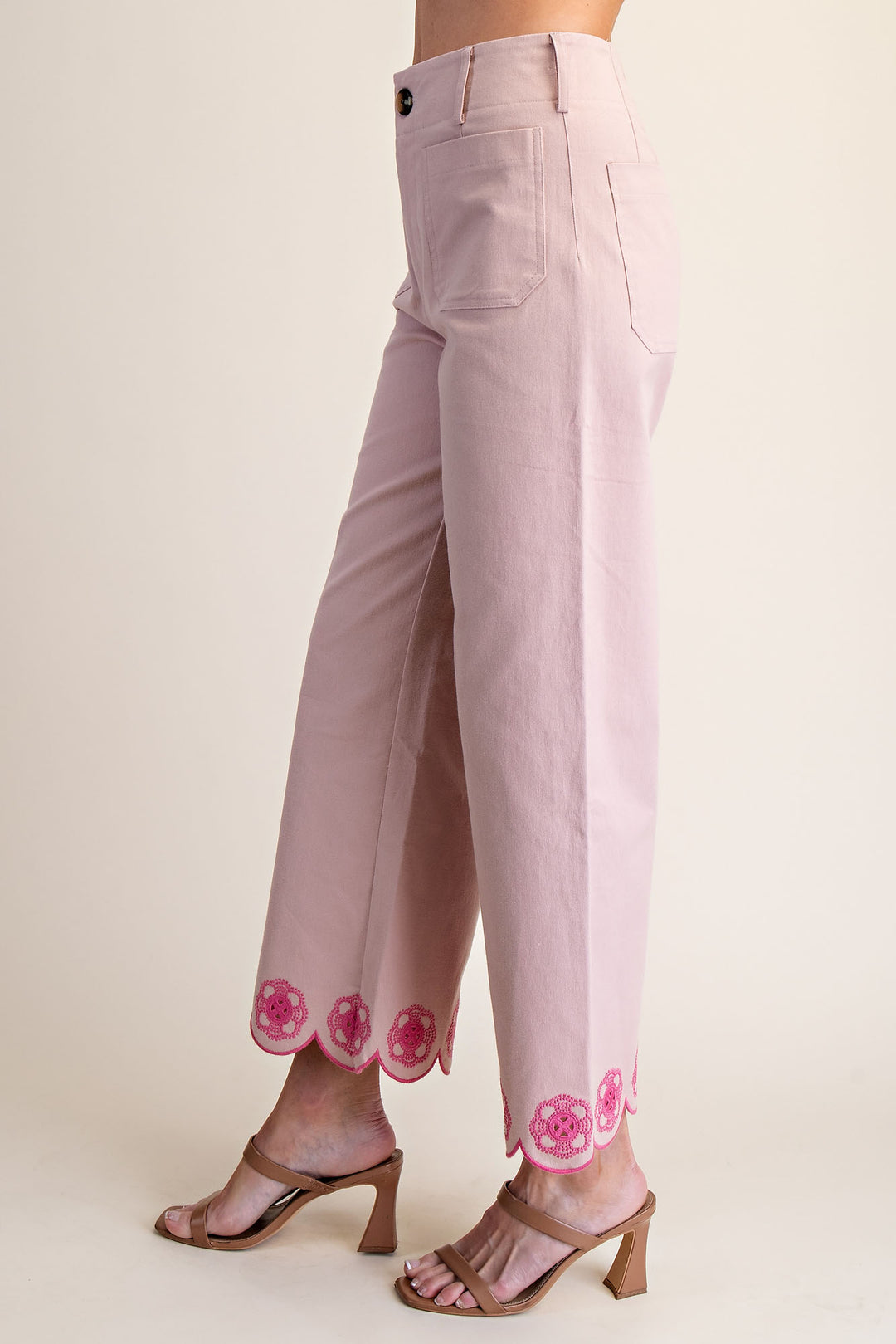 Colette Scallop-Hem Wide-Leg Pants