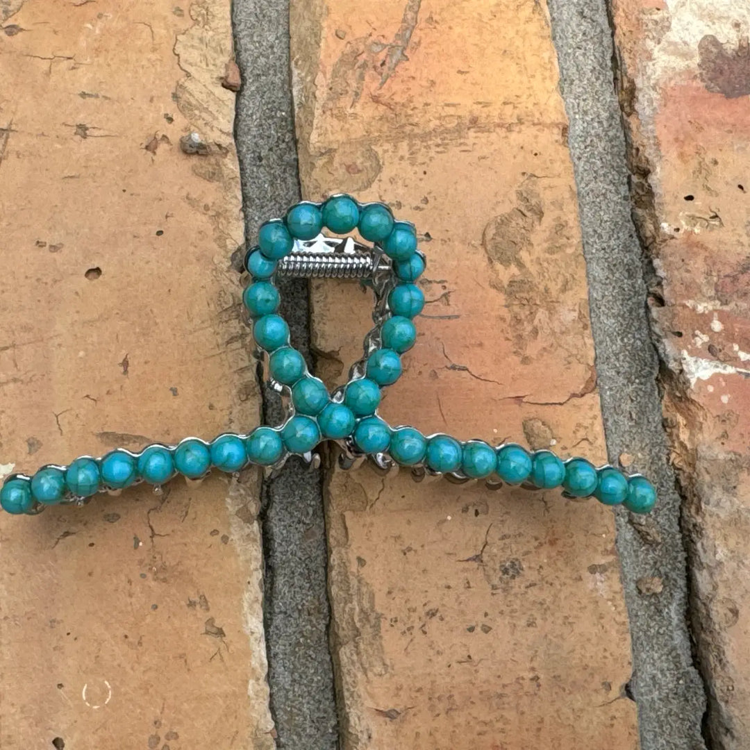 New Turquoise Metal Claw Clip