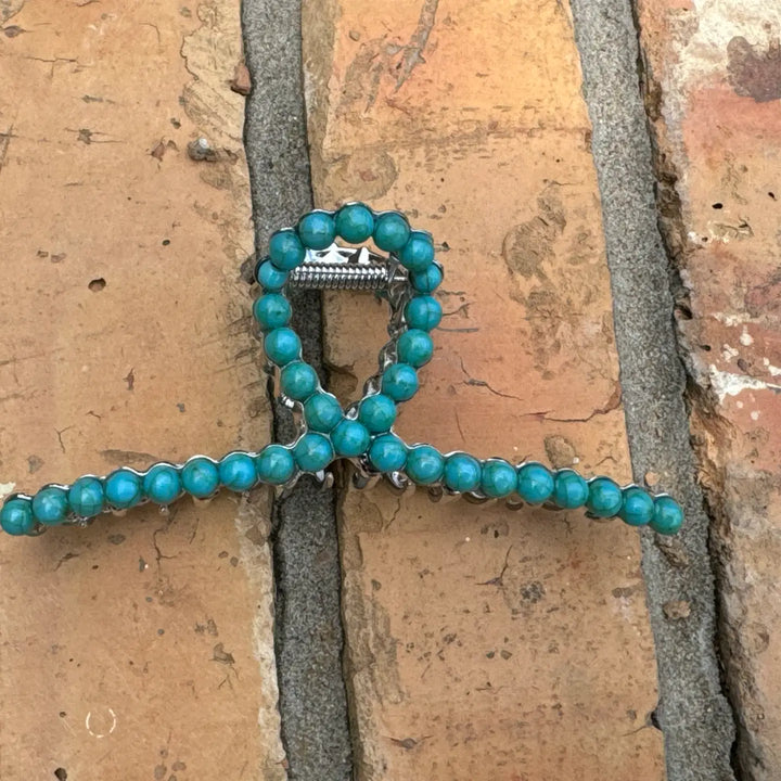 New Turquoise Metal Claw Clip