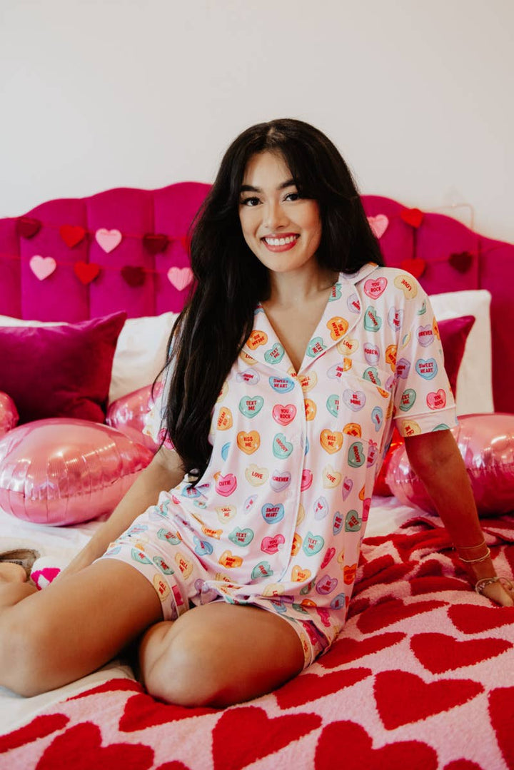 Multicolored Candy Hearts Valentine's Day PJ Sets