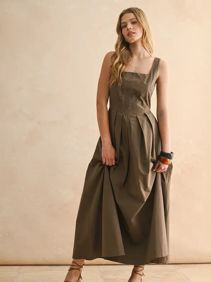 The Mocha Pleated Dress