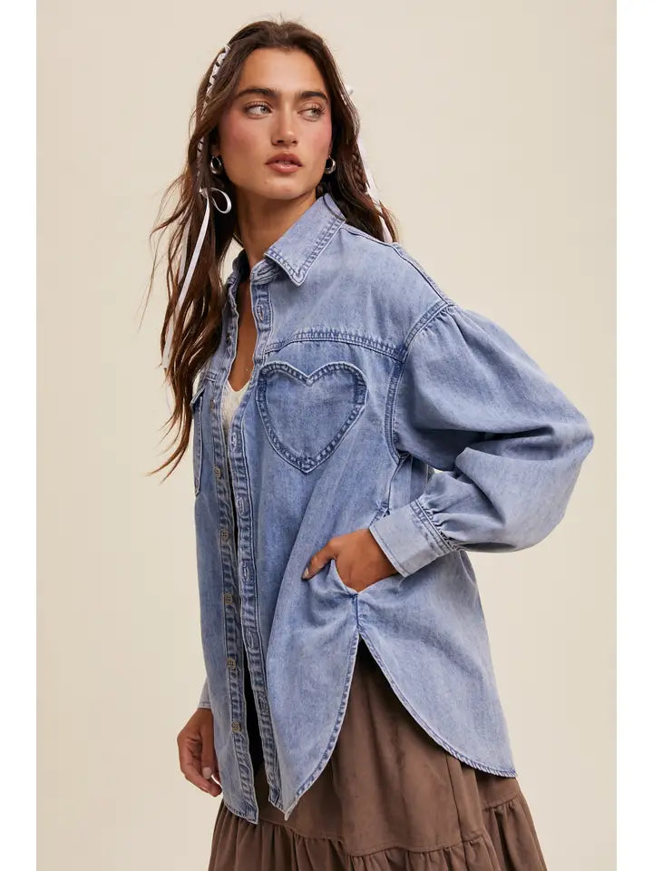 The Denim Heart Pocket Button Down