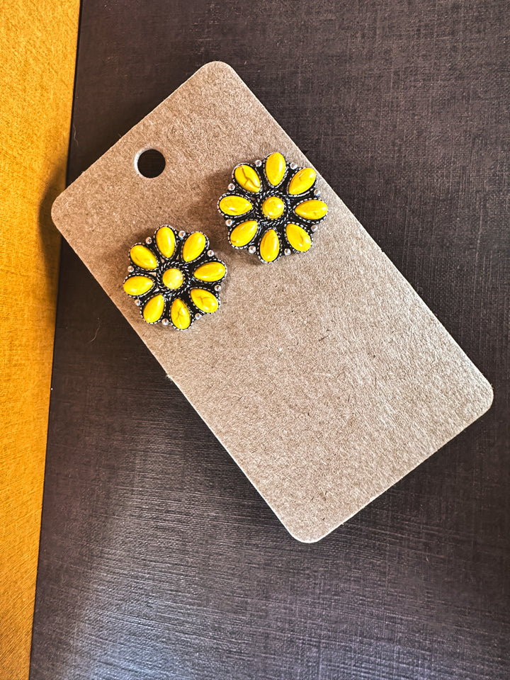 Yellow Western Floral Earrings