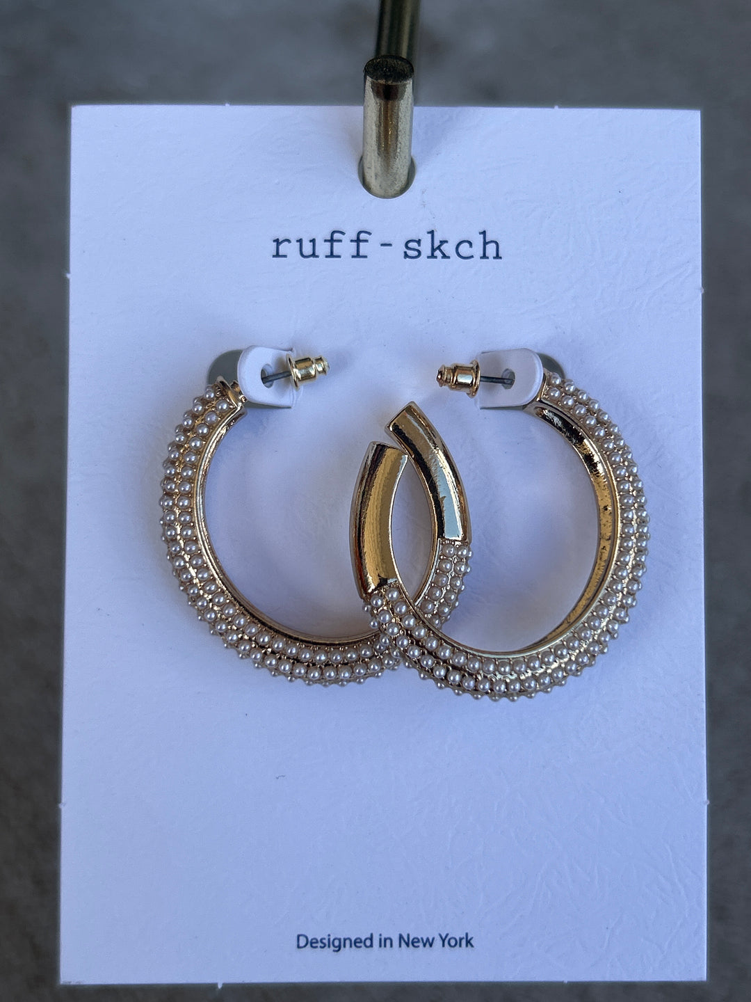 Pearl Embedded Hoop Earrings