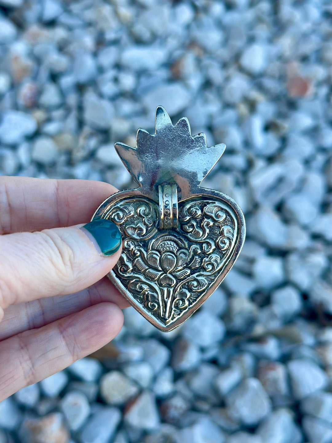 Flaming Heart Turquoise Pendant