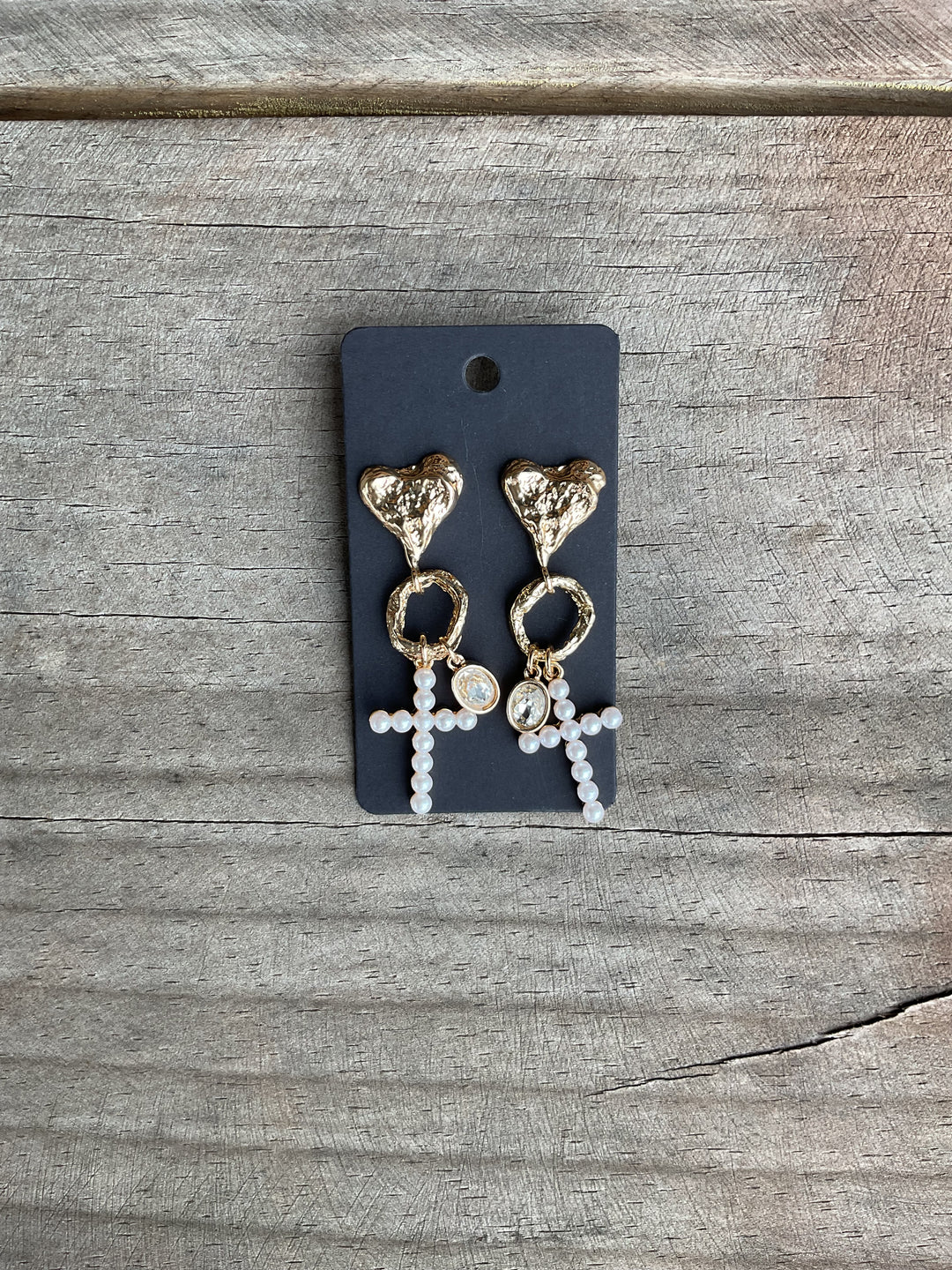 Pearl Cross Dangle Earrings