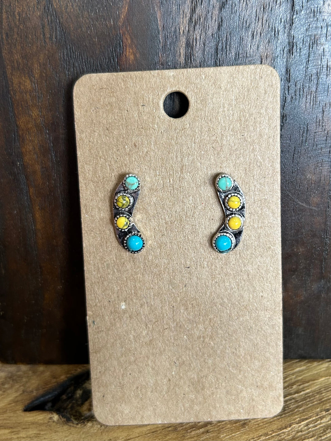 Turq and Yellow western Crawler Earring