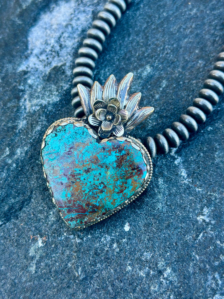 Flaming Heart Turquoise Pendant