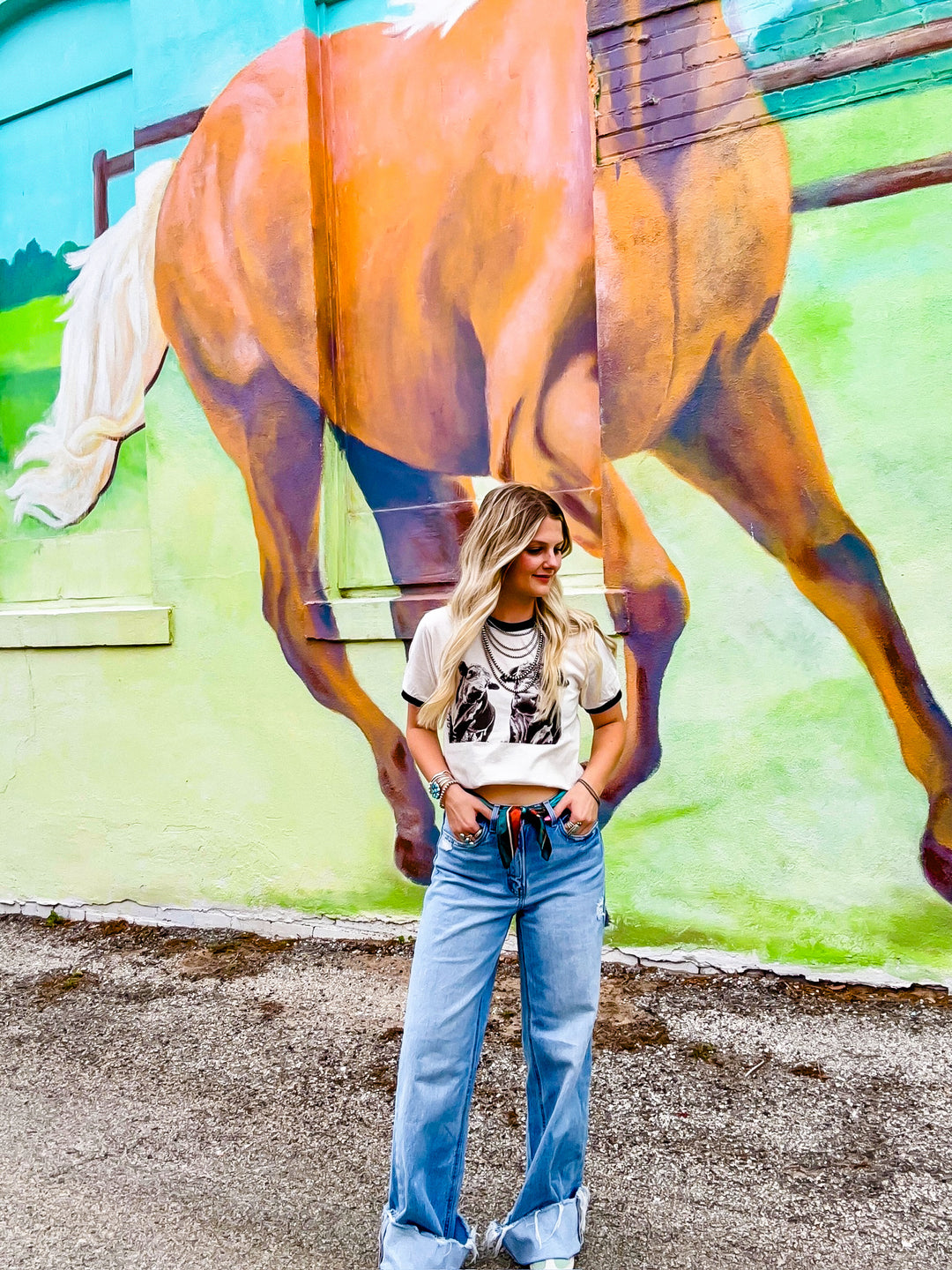 The Horned Hereford Bull Ringer Tee