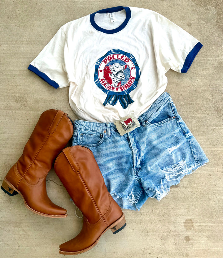 Polled Hereford Ribbon-Ringer Tee