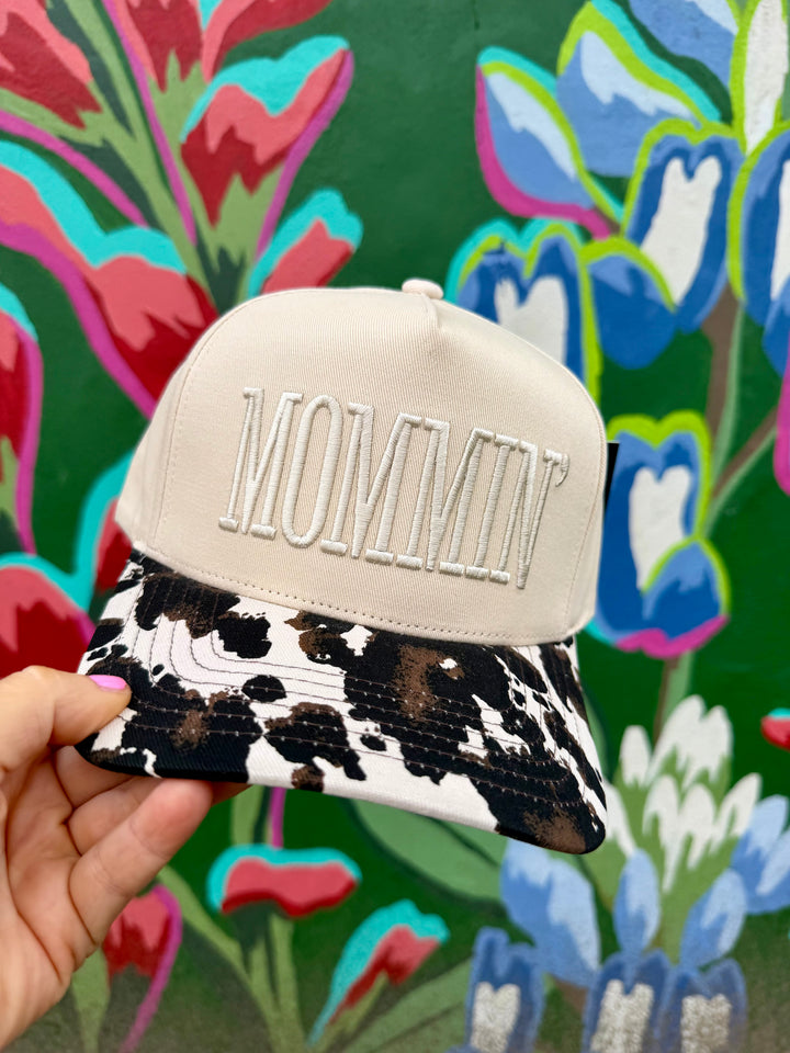 Mommin Trucker Hat-Cow Print