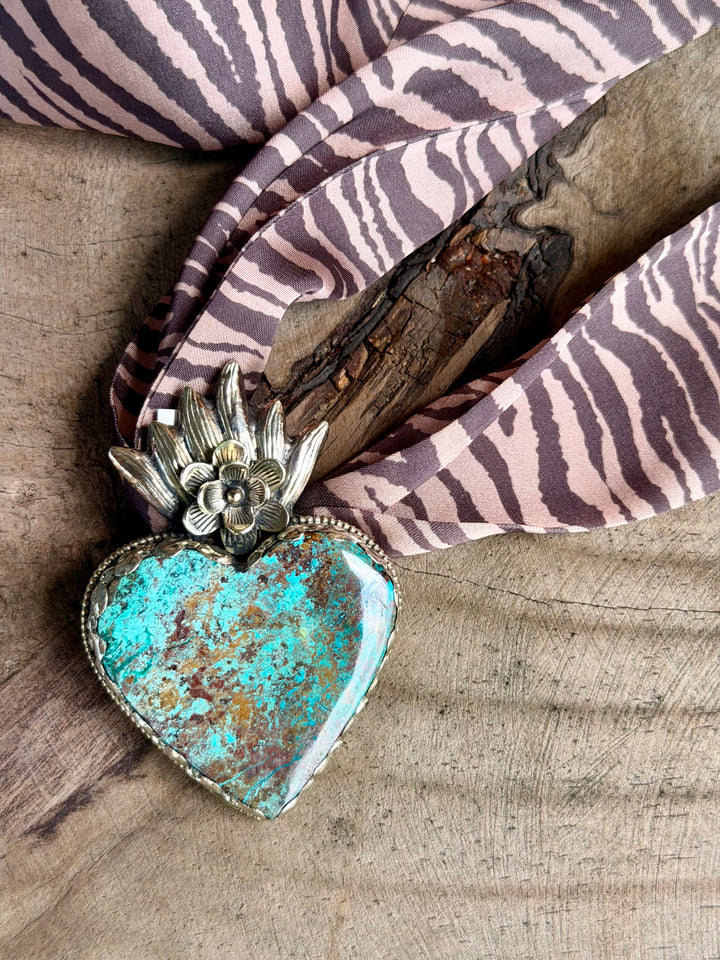 Flaming Heart Turquoise Pendant