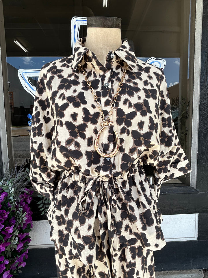 Leopard Tie Waist Top